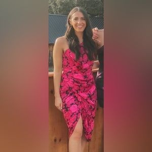 One Shoulder Floral Midi Dress